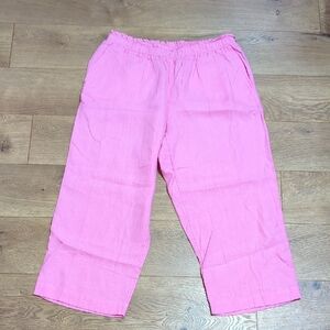 Charter Club Linen Cropped Pull On Pink Pants PL